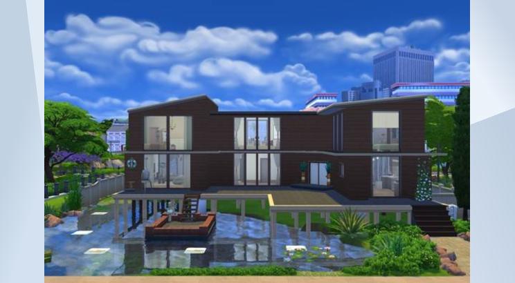Modern house with Pond by LilJELittlex